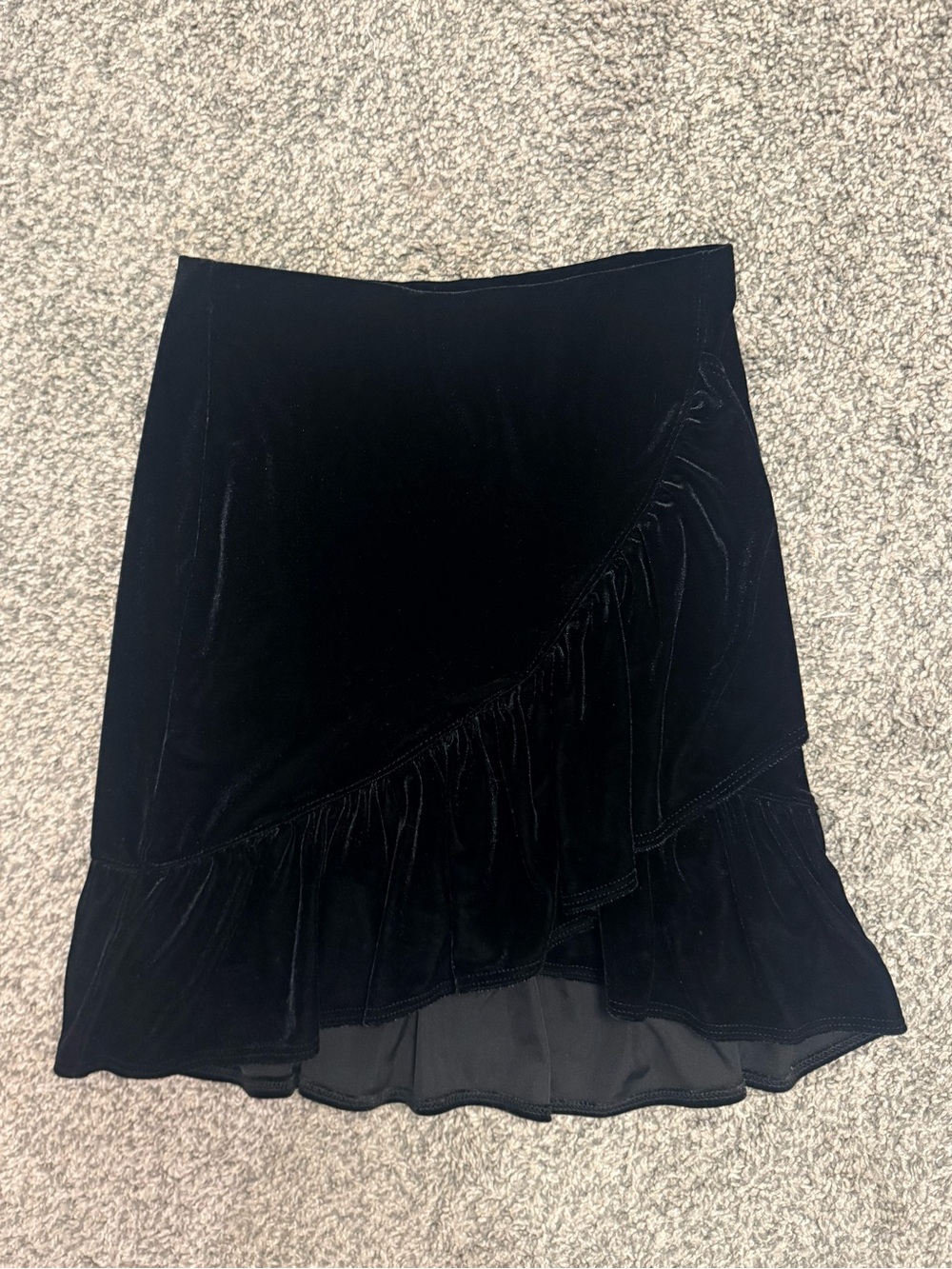 Urban Outfitters Black Asymmetrical Velvet Ruffle Skirt